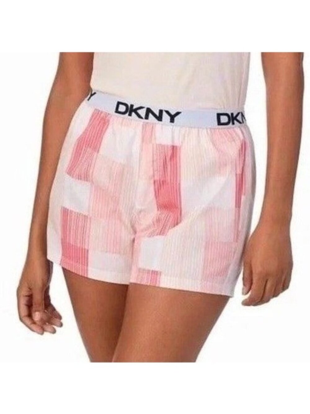 2-Pack NWOT DKNY Women's XL Pink Plaid Pajama Shorts Orange Cotton Rayon Blend